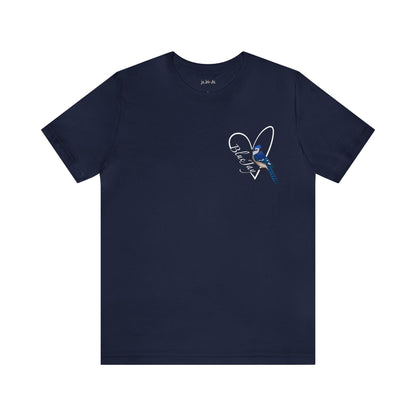 Blue Jay Heart Bird Unisex Tee - jz.birds