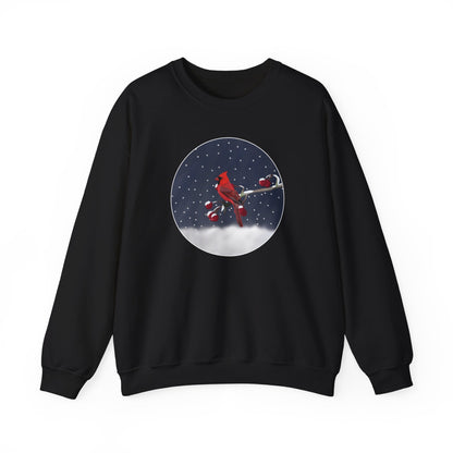 Cardinal on a Winter Branch Christmas Bird Sweatshirt