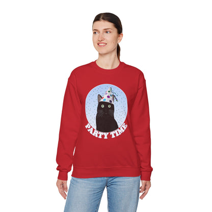 Black Cat Celebrating Party Time Cat Lover Sweatshirt