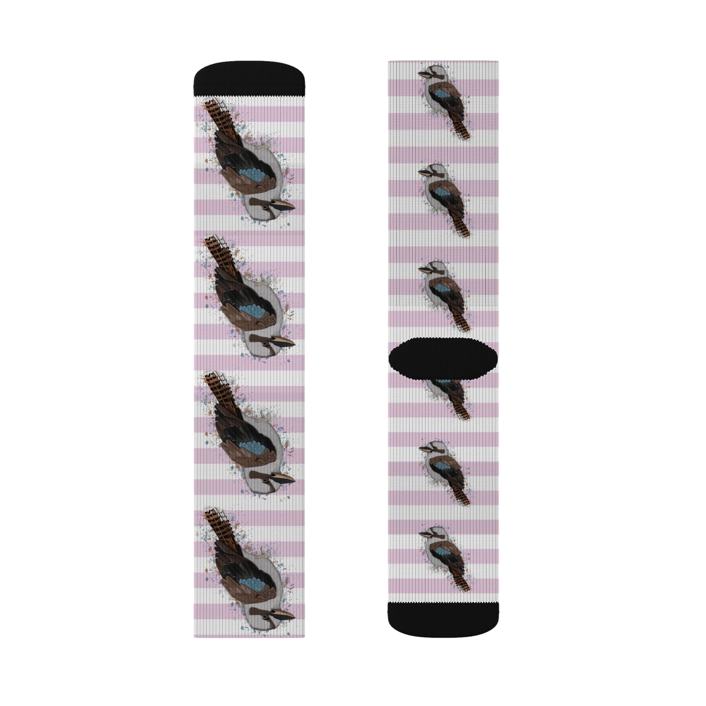 Kookaburra Bird Pink White Striped Socks
