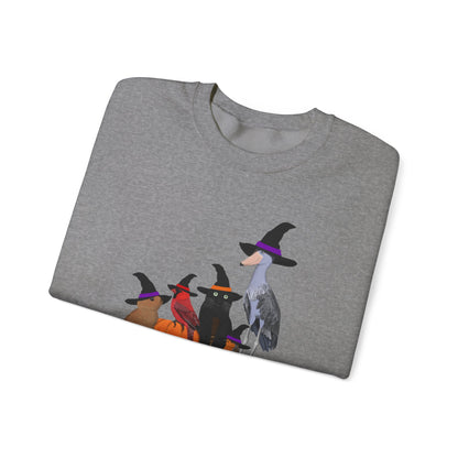 Robin Shoebill Cardinal Rabbit with Cat Happy Halloween Birds Sweatshirt