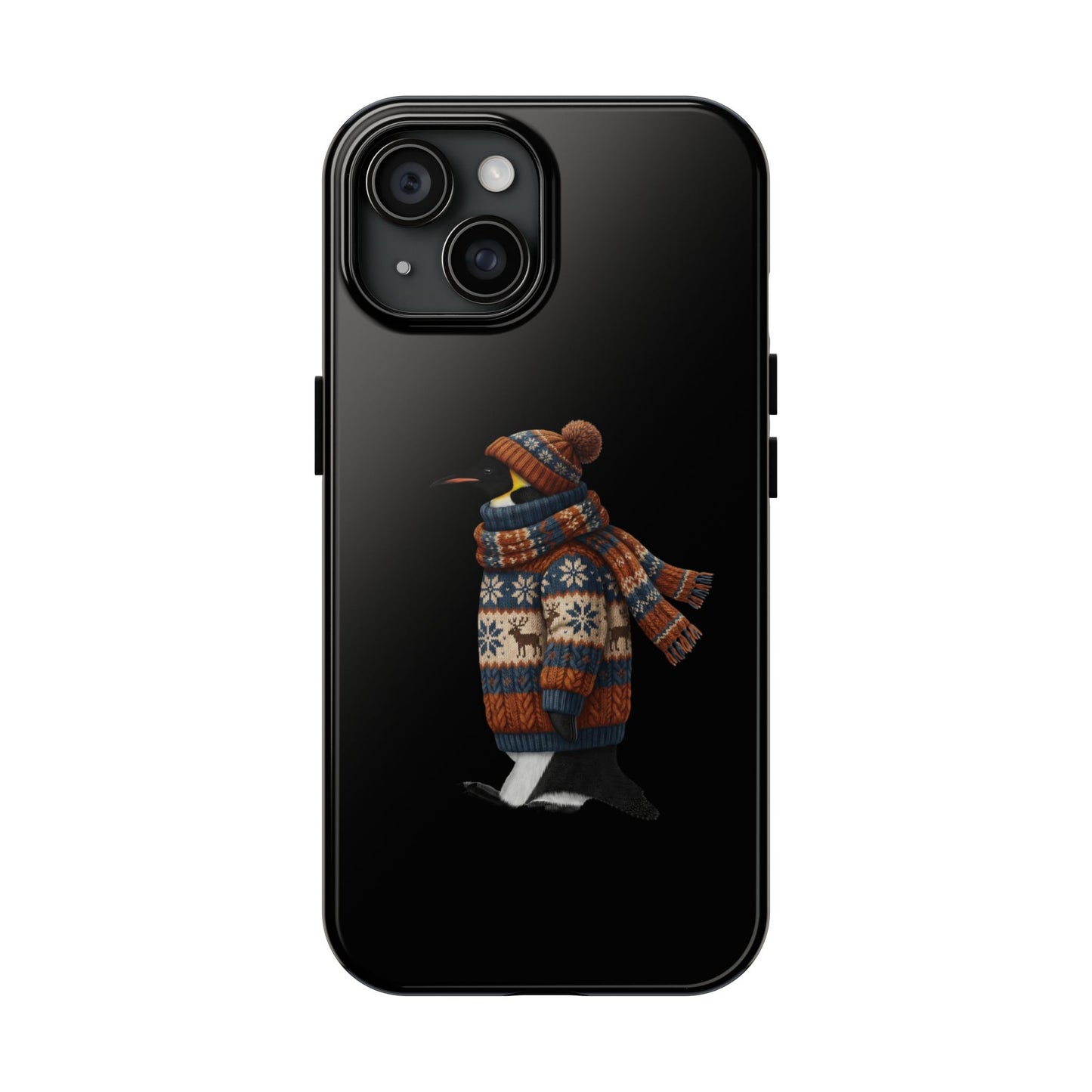 鳥のアートが描かれたペンギンの二層式iPhoneケース - 鳥類学者や鳥好きの方へのプレゼントに最適