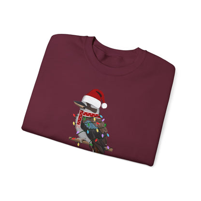 Kookaburra with Fairy Lights Santa Claus Christmas Bird Sweatshirt