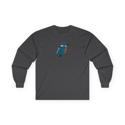 Kingfisher Birding & Birdwatching Bird Cotton Long Sleeve T-Shirt