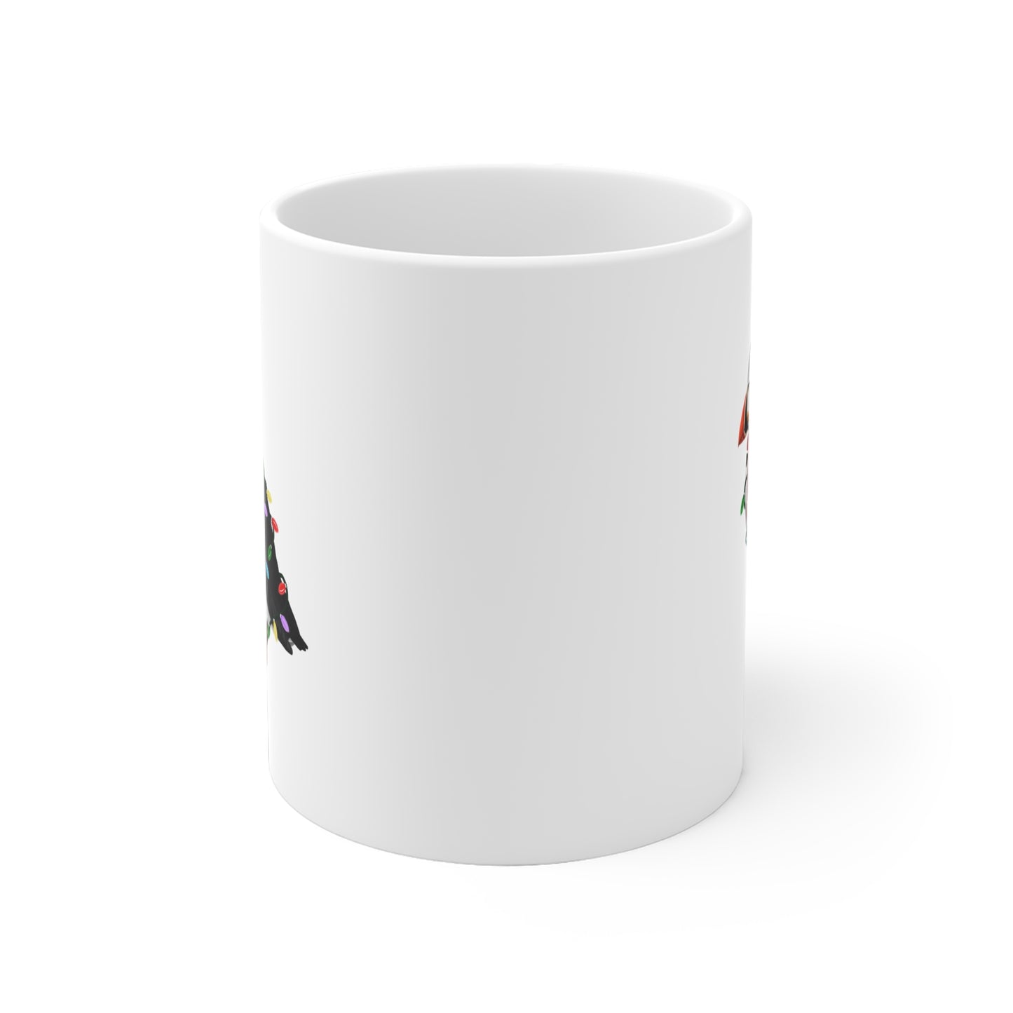 Papageitaucher Tasse Vogel als Weihnachtsmann mit Lichterkette Weiß für Vogelfreunde