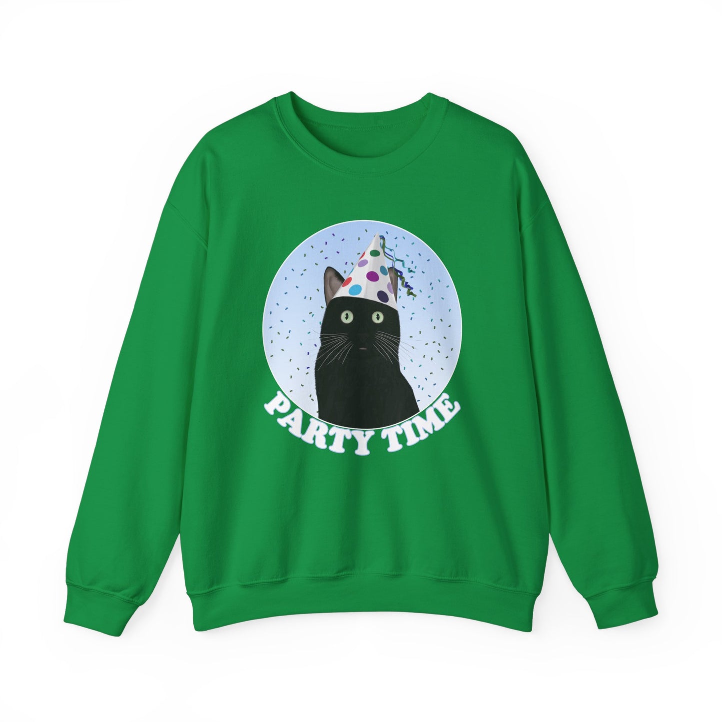 Black Cat Celebrating Party Time Cat Lover Sweatshirt