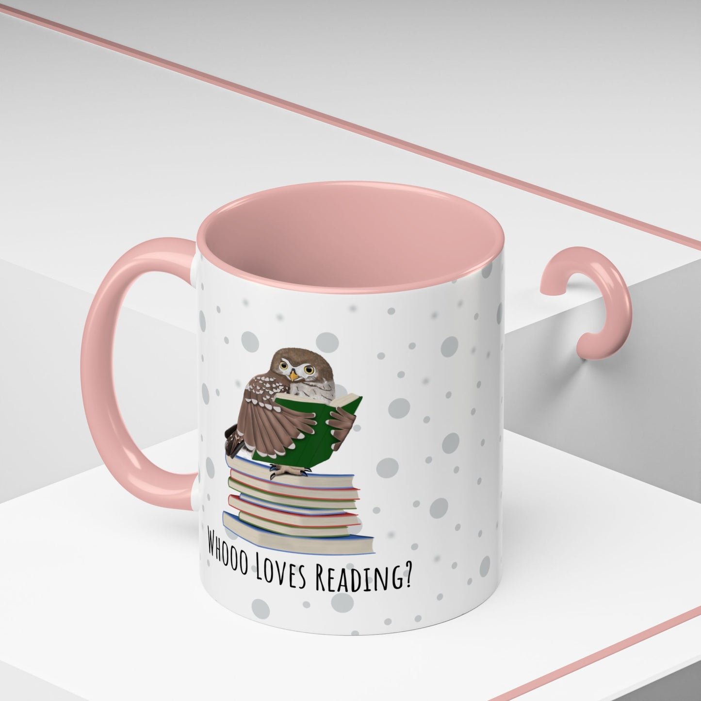 Whooo Loves Reading Owl Teacher Mug – Two-Tone Librarian & Book Lover Cup