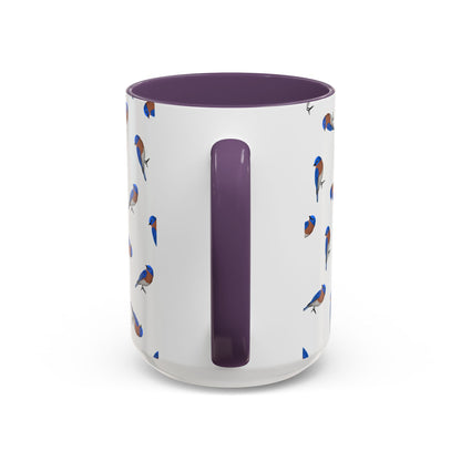 Bluebird All-Over Pattern Accent Mug | Colorful Bird Lover Gift for Birdwatchers
