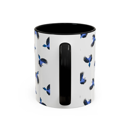 Blue Jay All-Over Pattern Accent Mug | Colorful Bird Lover Gift for Birdwatchers