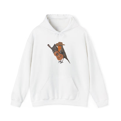 Robin with Cowboy Hat and Guitar Country Music Bird Hoodie