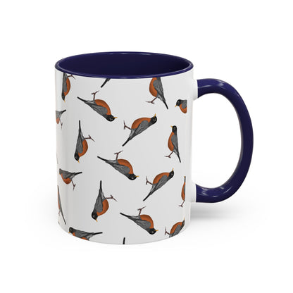 American Robin All-Over Pattern Accent Mug | Colorful Bird Lover Gift for Birdwatchers – 11oz,