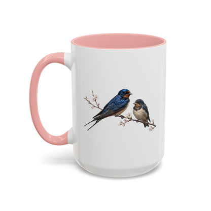 Barn Swallow & Fledgling Two-Tone Mug | Spring Bird Lover Gift