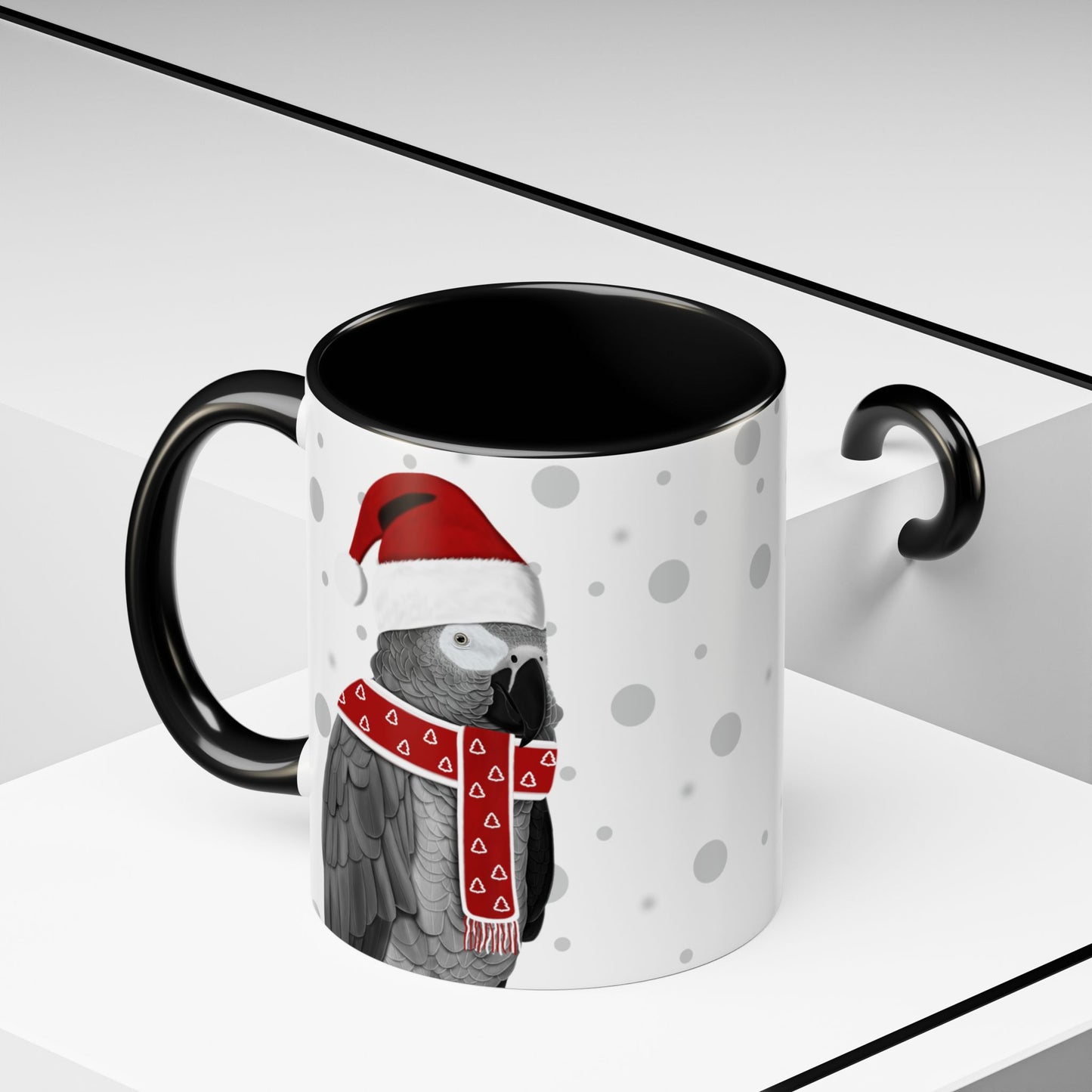 Grey Parrot Christmas Bird Coffee Mug