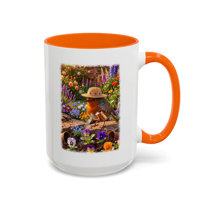 Robin Rosi Watering Flowers Mug for Bird Lovers