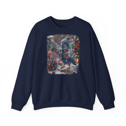 Premium Sweatshirt Taube und die Lichterkette im winterlichen Garten für Vogelfreunde