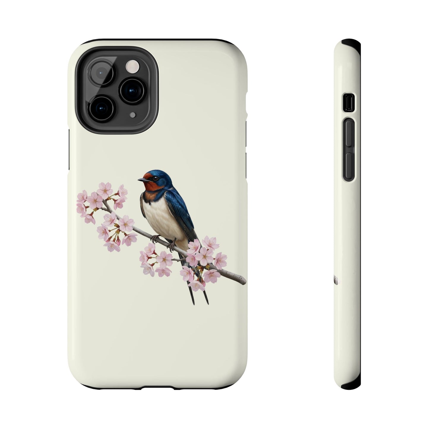 Barn Swallow Phone Case – & Cherry Blossom Tough iPhone Creamy White
