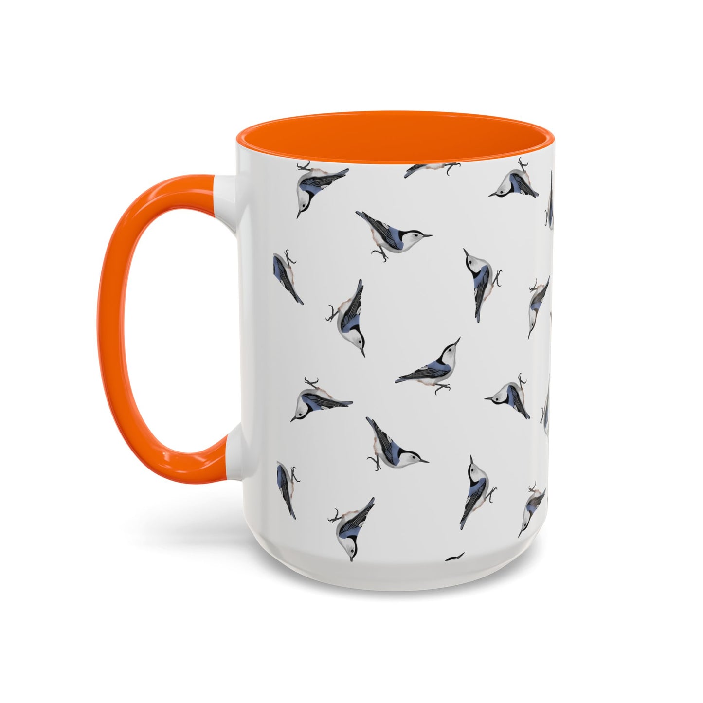 Nuthatch All-Over Pattern Accent Mug | Colorful Bird Lover Gift for Birdwatchers