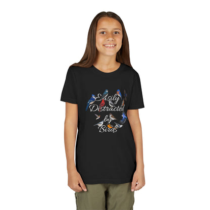 Easily Distracted by Birds Blue Jay Cardinal Oriole Robin Birding & Birdwatching Bird Youth T-Shirt