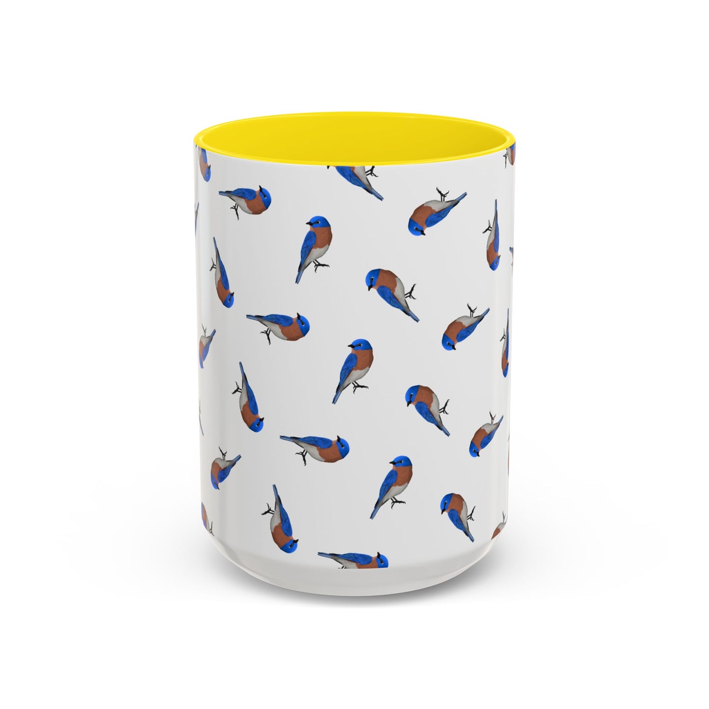 Bluebird All-Over Pattern Accent Mug | Colorful Bird Lover Gift for Birdwatchers