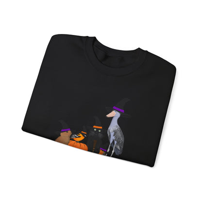 Robin Shoebill Oriole Rabbit with Cat Halloween Birds Sweatshirt