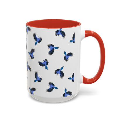 Blue Jay All-Over Pattern Accent Mug | Colorful Bird Lover Gift for Birdwatchers