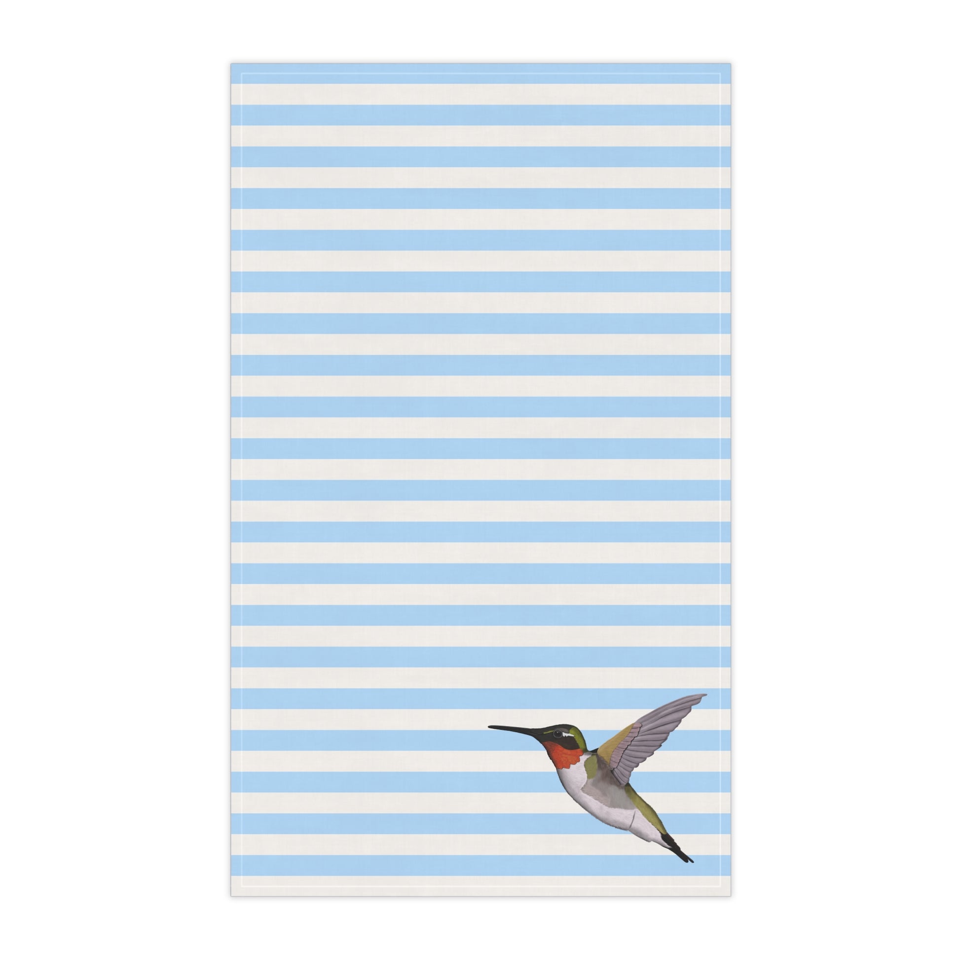 Hummingbird Bird Art Kitchen Towel Blue White 18" × 30"