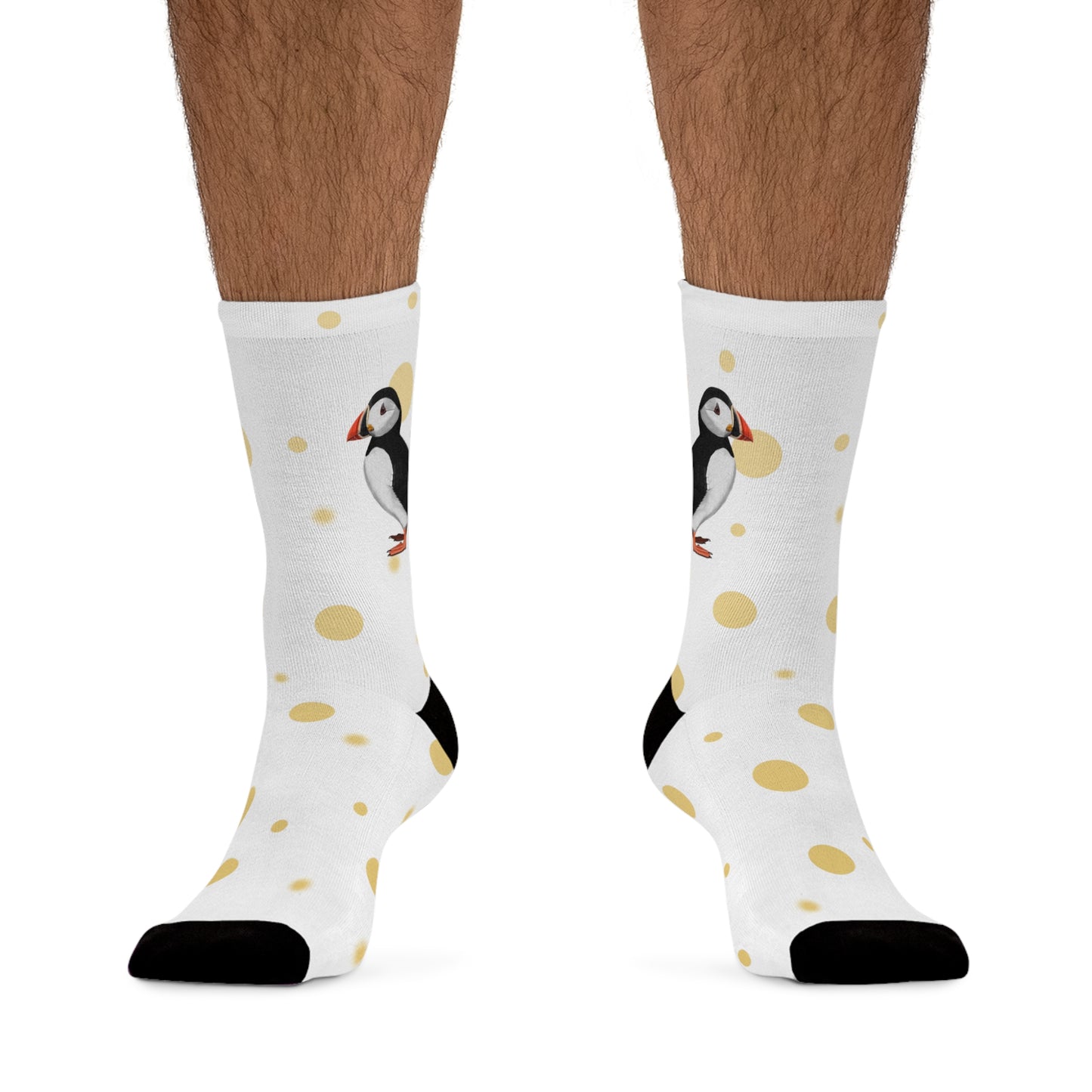 Puffin with Golden Dots Birding & Birdwatching Bird Socks White