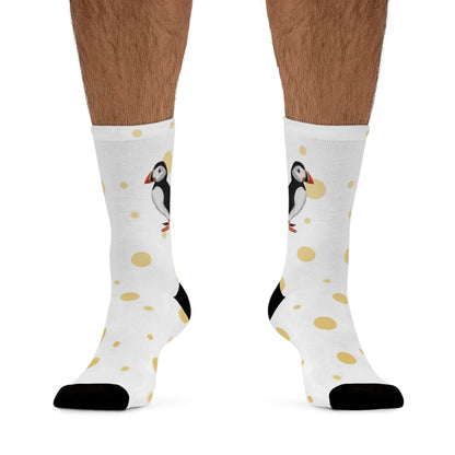 Puffin with Golden Dots Birding & Birdwatching Bird Socks White