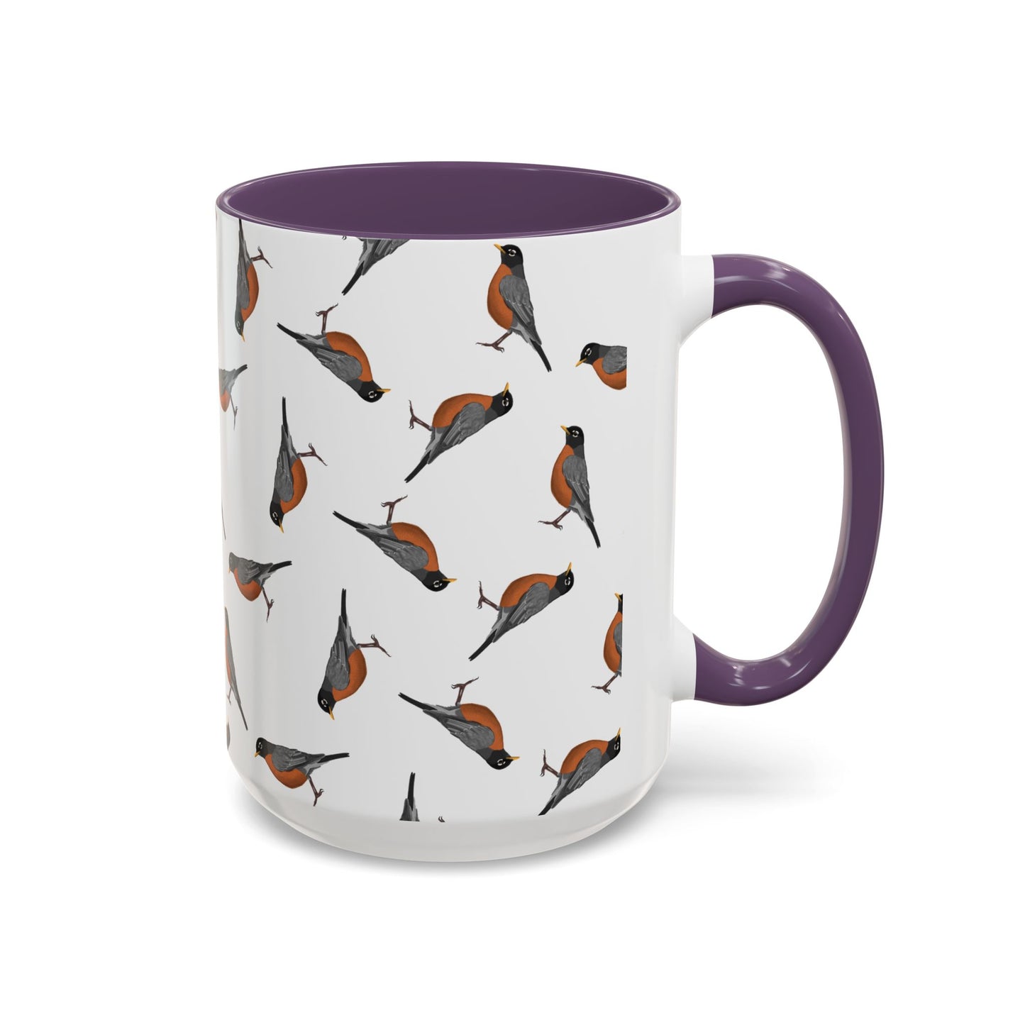 American Robin All-Over Pattern Accent Mug | Colorful Bird Lover Gift for Birdwatchers