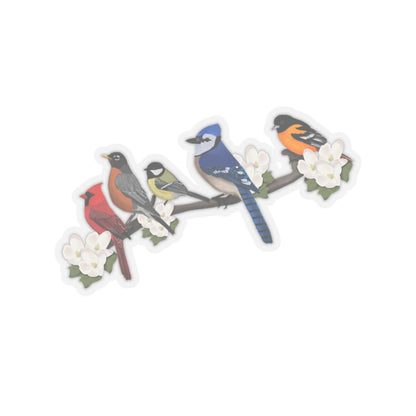 Birds on a Branch Blue Jay Cardinal Robin Oriole Chickadee Bird Kiss-Cut Sticker