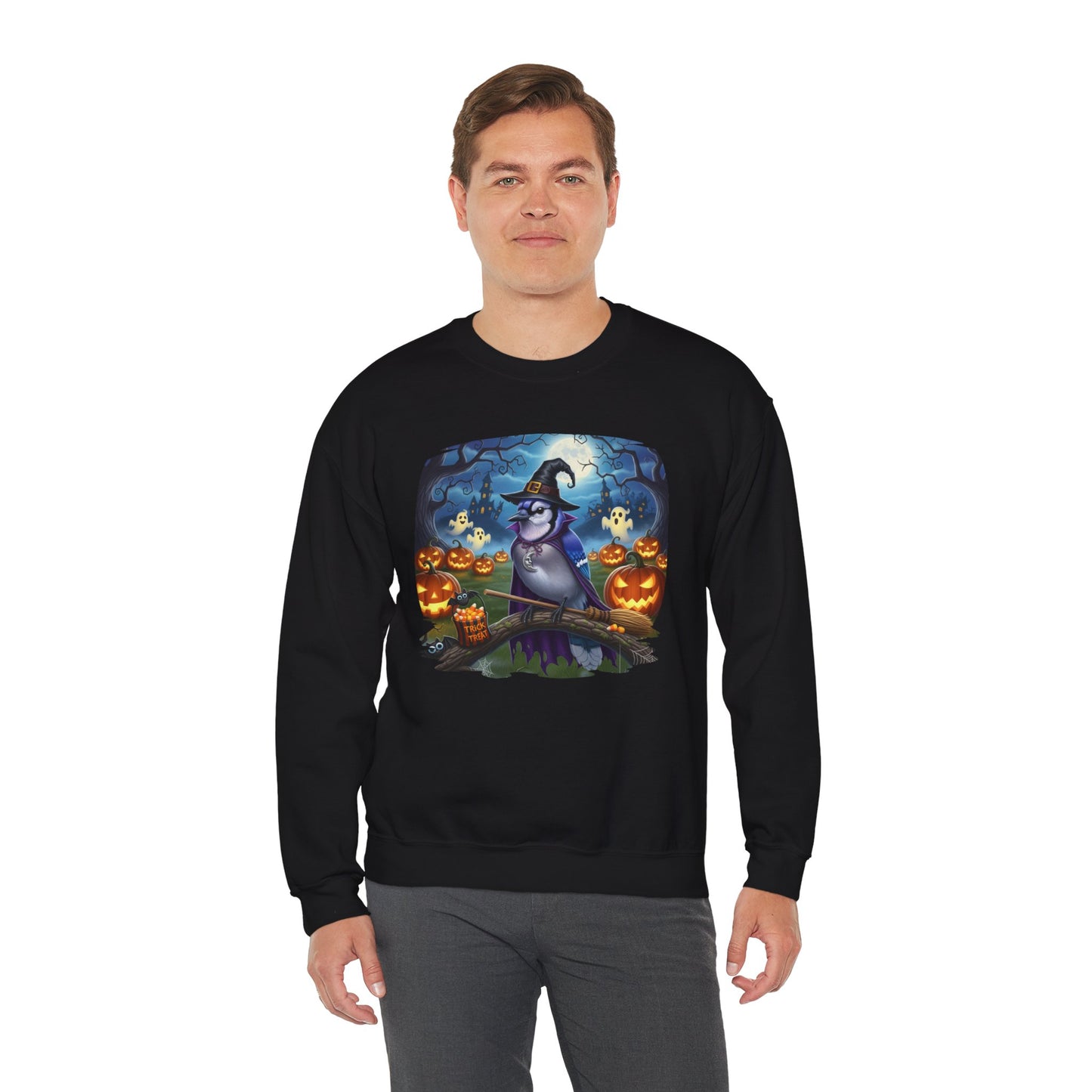Blue Jay Halloween Bird Sweatshirt - Spooky Halloween Costume for Bird Lovers