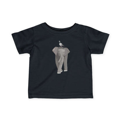 Elephant with Pigeon Bird Baby & Toddler T-Shirt