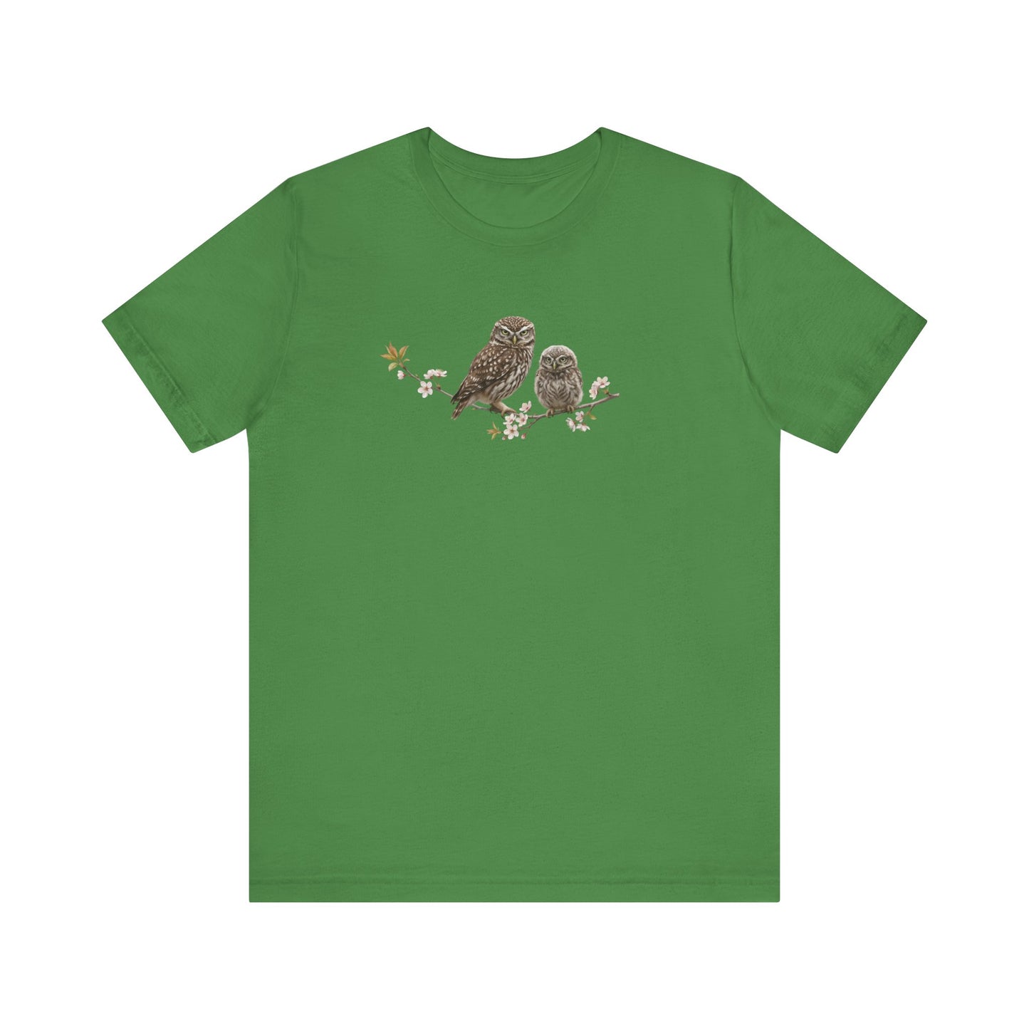 Little Owl & Fledgling T-Shirt | Spring Blossoms Unisex Graphic Tee