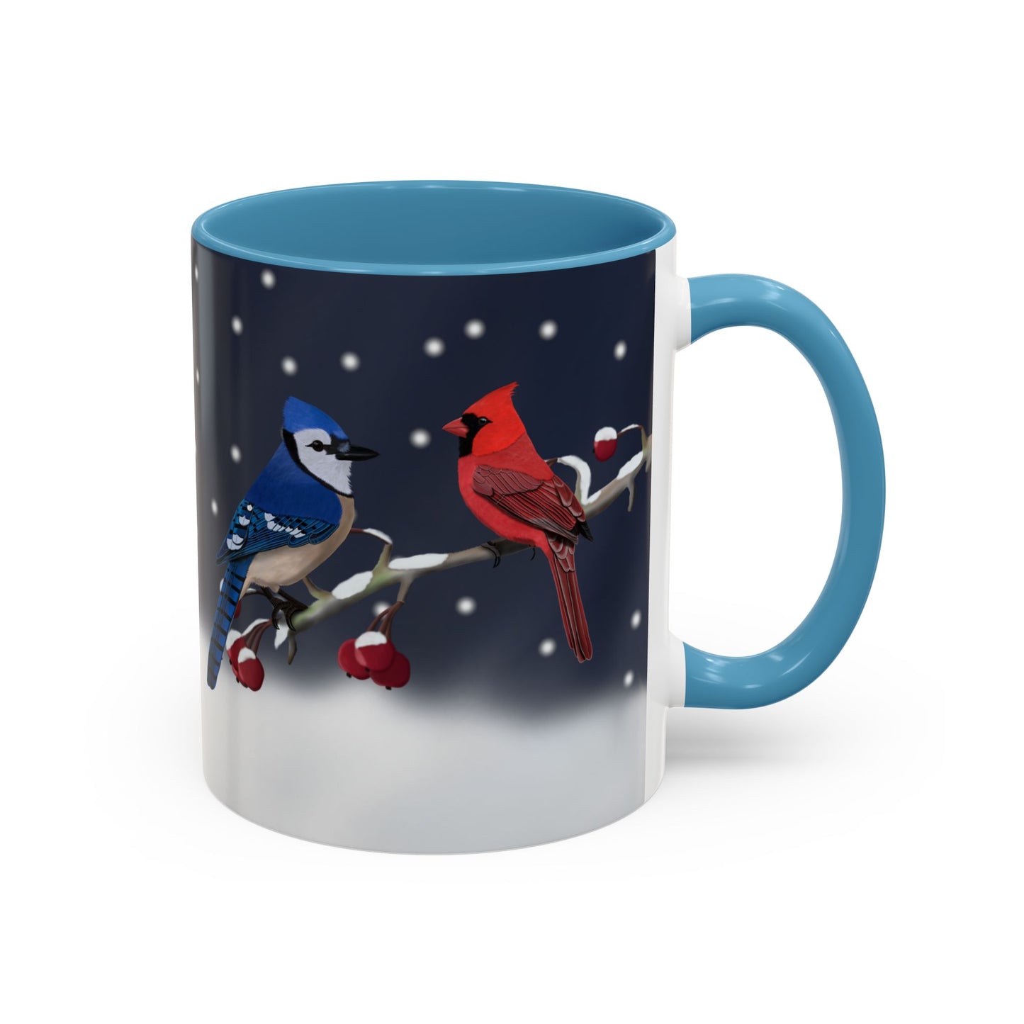 Blue Jay and Cardinal Bird Coffee Mug | Ceramic Christmas Gift for Bird Lovers