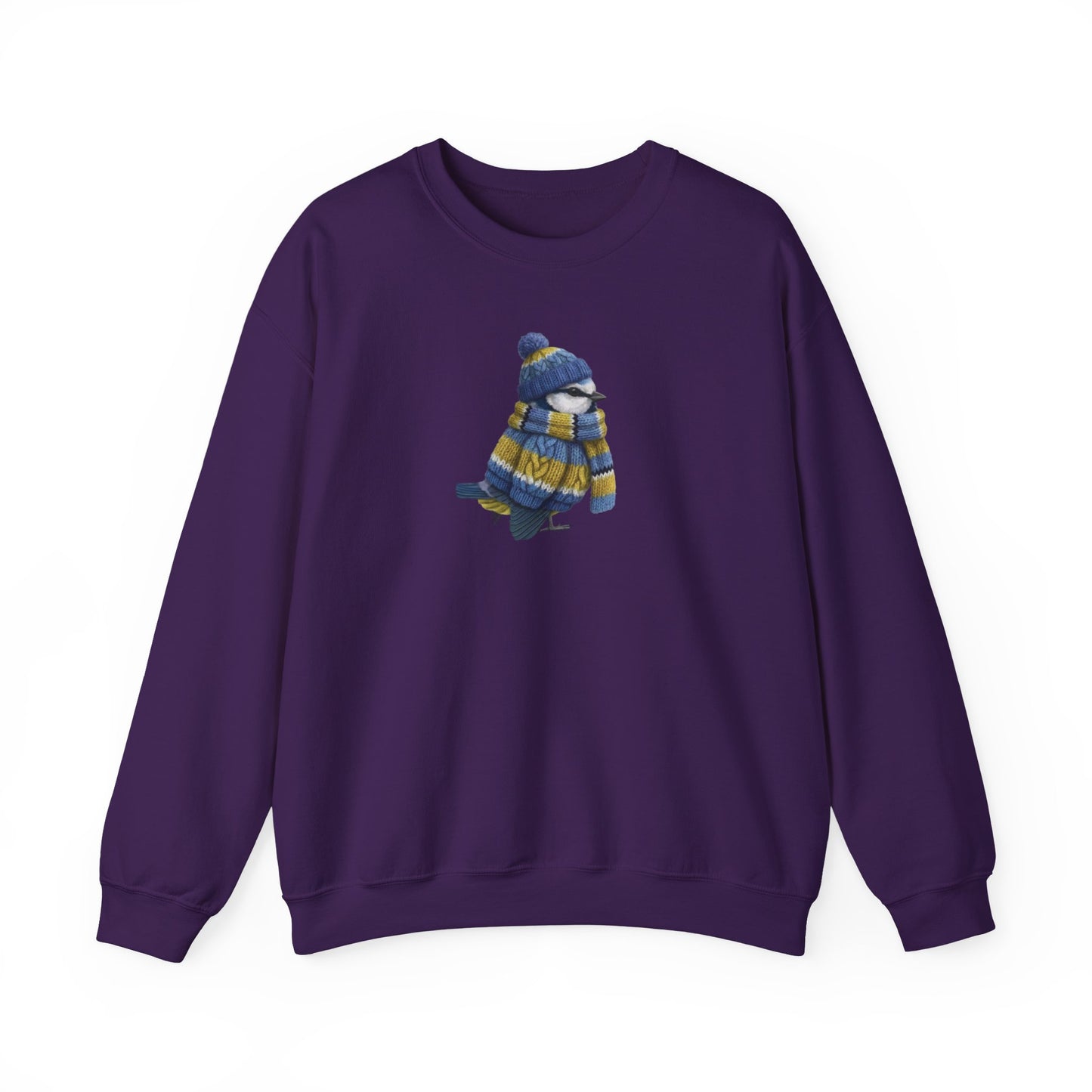 Blue Titmouse Winter Sweatshirt | Bird Watcher Crewneck | Unisex Songbirds Wearing Knit Gift for Bird Lovers