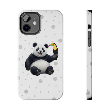 Cute Panda Bear with a Toucan Animal iPhone Case - Dual-Layer PC/TPU Protective Cover for iPhone