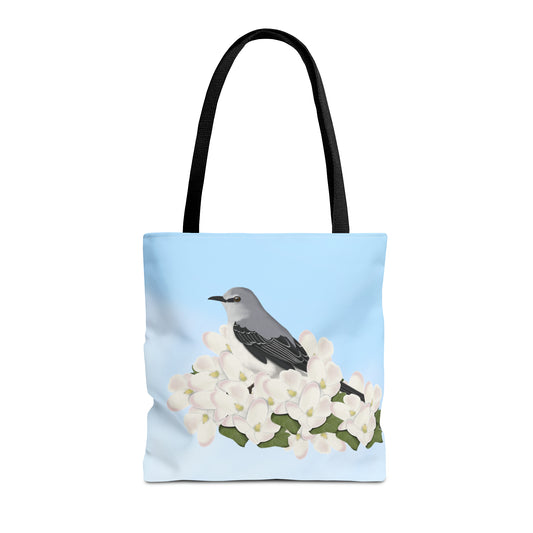 mockingbird bird art tote bag