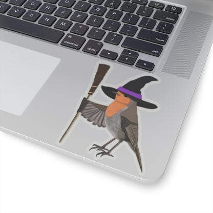 Robin Halloween Witch Hat Bird Sticker