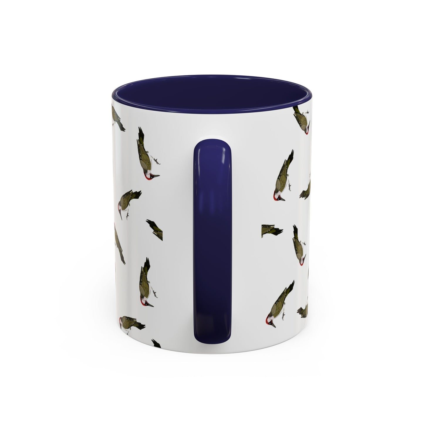 Grünspecht Tasse mit Streumuster | Vogelmotiv Kaffeebecher für Vogelbeobachter & Naturfreunde – Accent Coffee Mug,