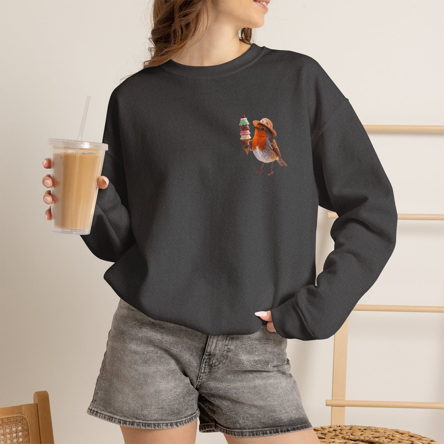Robin Rosi Ice Cream Pocket Premium Sweatshirt for Bird Lovers