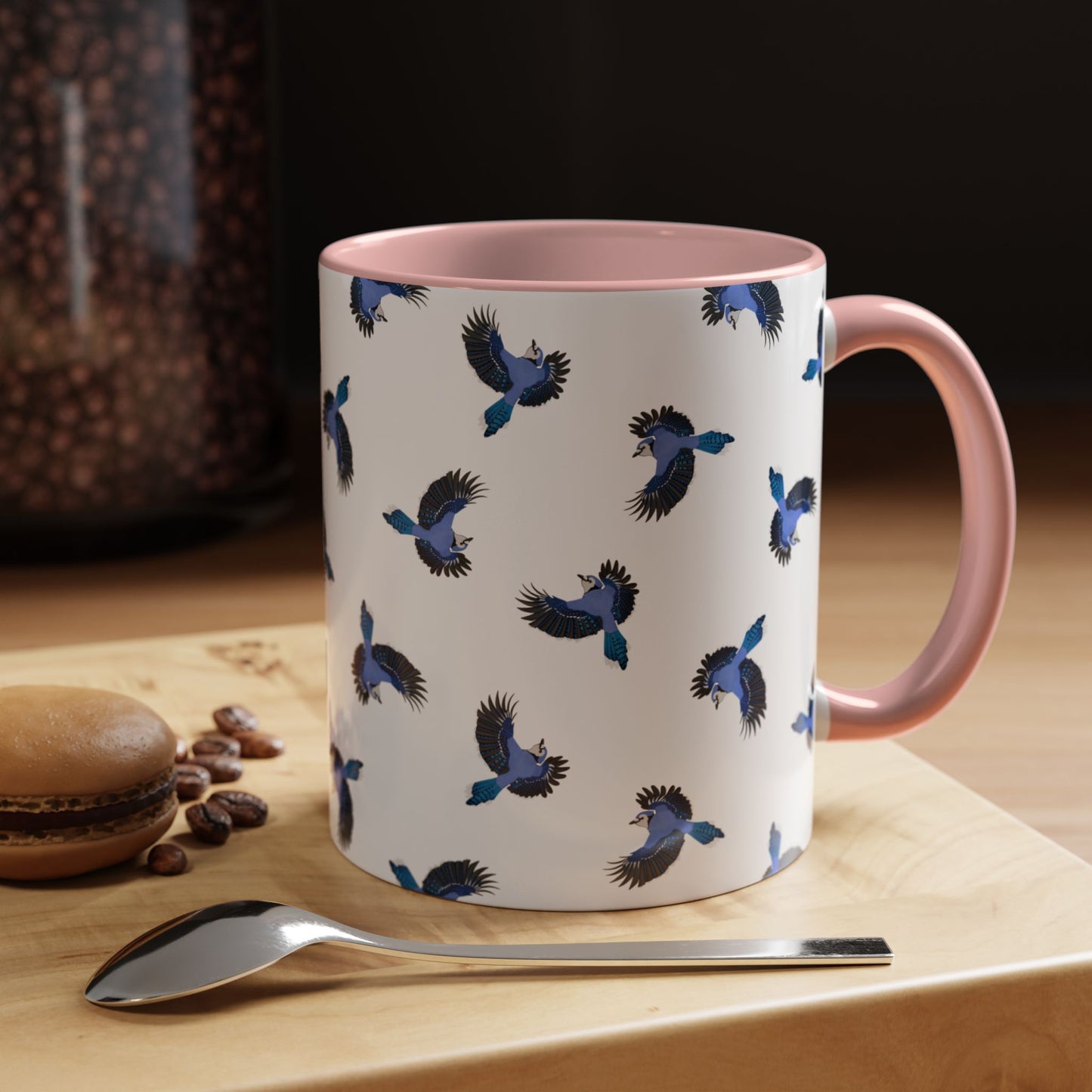 Blue Jay All-Over Pattern Accent Mug | Colorful Bird Lover Gift for Birdwatchers