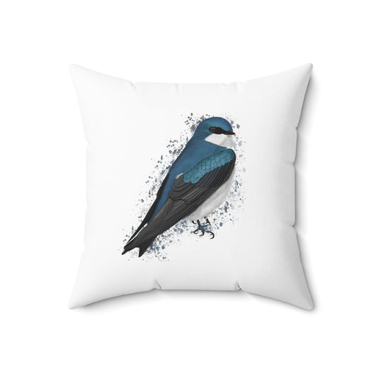 Tree Swallow Bird Throw Pillow 18"x18" White