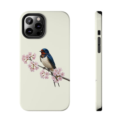 Barn Swallow Phone Case – & Cherry Blossom Tough iPhone Creamy White
