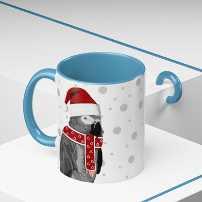 Grey Parrot Christmas Bird Coffee Mug