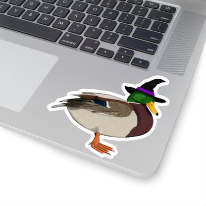 Mallard Halloween Witch Hat Bird Sticker