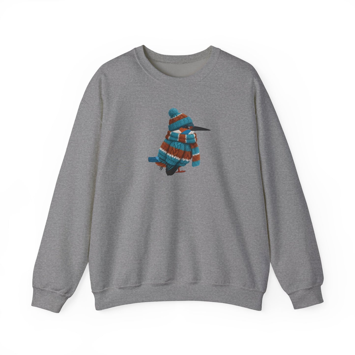 Kingfisher Winter Sweatshirt | Bird Watcher Crewneck | Unisex Songbirds Wearing Knit Gift for Bird Lovers