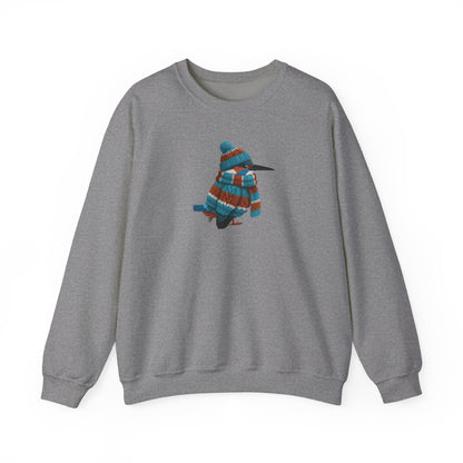 Kingfisher Winter Sweatshirt | Bird Watcher Crewneck | Unisex Songbirds Wearing Knit Gift for Bird Lovers