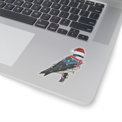 Tree Swallow with Fairy Lights Santa Claus Hat and Scarf Christmas Bird Sticker