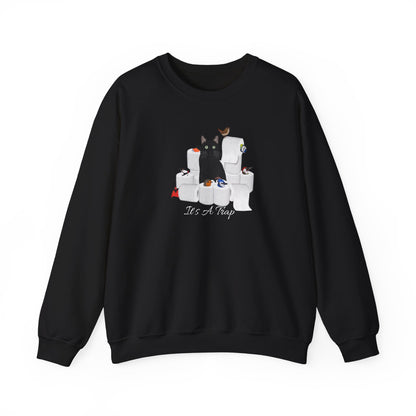 Black Cat with Birds and Toilet Paper Cat Lover Sweatshirt