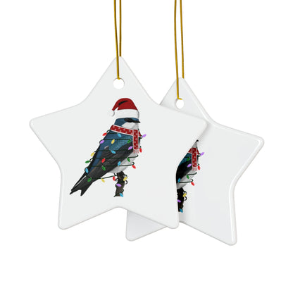 Tree Swallow as Santa Ceramic Bird Christmas Ornament | Durable Double-Sided Bird Lover Decor